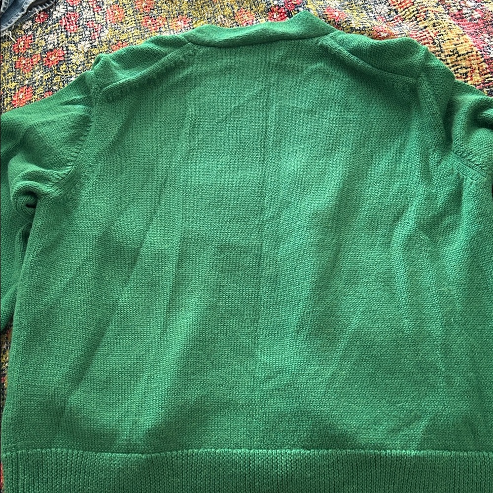 Clare V Oscar Cardigan Green with Gray Trim - Picture 9 of 11
